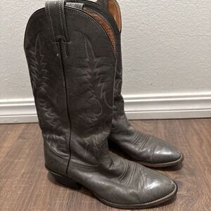 NOCONA Mens Size 7.5D Vintage Gray Leather Cowboy Western Boots Rodeo